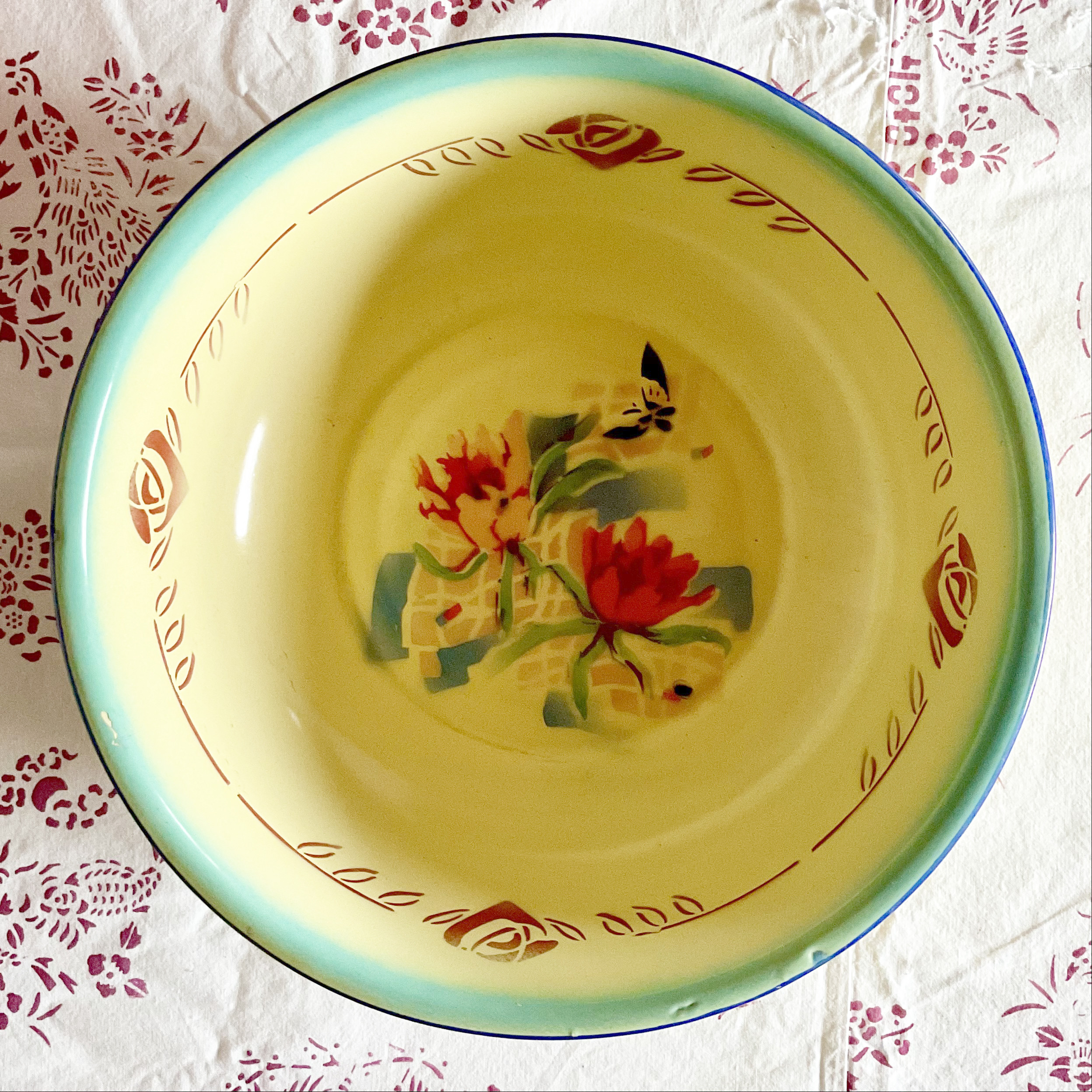 ヴィンテージ ホーロー ベイスン シンク 花柄 洗面台 琺瑯 流し