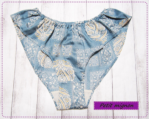 綿ローンのリラックスショーツ・デザイン柄・ブルーグリーン☆M～Lサイズ☆ふんティー・ふんどしパンツ 1枚目の画像