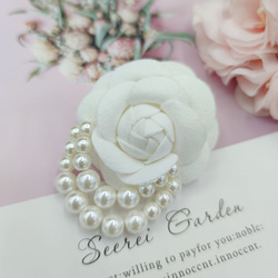 コサージュ ブローチ カメリア ハンドメイド 卒業 結婚式 花 ホワイト ピンク パープル 15枚目の画像