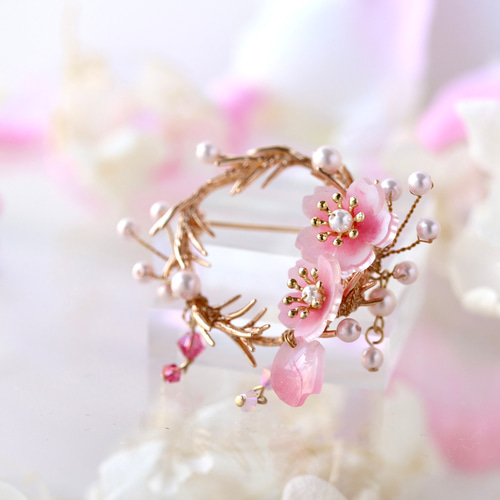 桜とパールのブローチ フォーマル ブローチ ジュネ 通販 桜とパールのブローチ フォーマル ブローチ ジュネ 通販