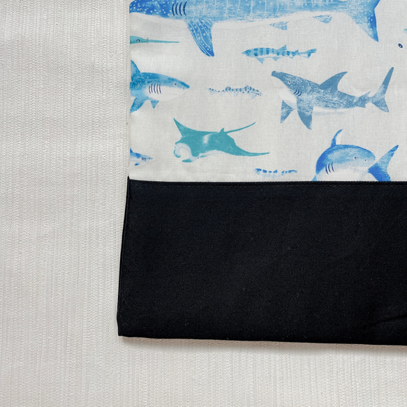 レッスンバッグ 男の子 海の生きもの サメ 白 2枚目の画像