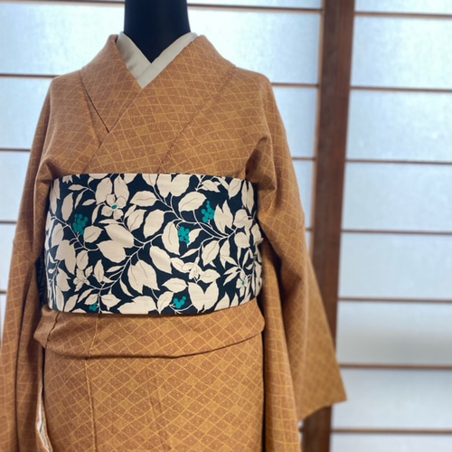 リバーシブル半幅帯 ボタニカル×アラベスク 和装小物（帯・半襟