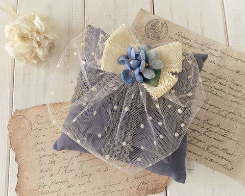 belle des poupee リボンとすみれのヘッドドレス リボンとすみれのヘッドドレス（黒・コットン） - Belle des Poupee