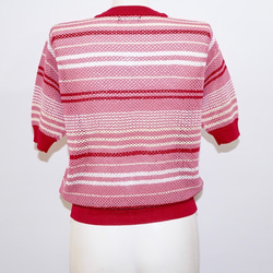 Multi Color Border S/S Knit Tops (red pink) ニットセーター ピンク 桃 8枚目の画像