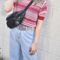 Multi Color Border S/S Knit Tops (red pink) ニットセーター ピンク 桃 3枚目の画像