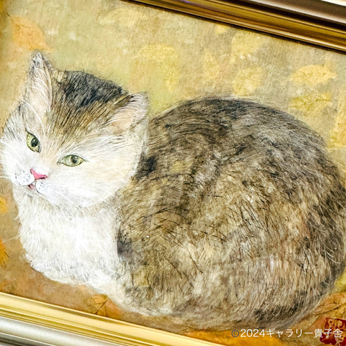 日本画 「のどか」猫 原画 絵画 小さな日本画のお店 ギャラリー貴子舎 