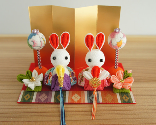 つまみ細工 ちりめん うさぎ ひなまつり 桃の節句 ひな人形・雛飾り