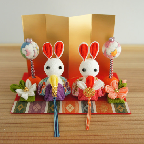 雛人形 ひな祭り 桃の節句 うさぎ ちりめん 新品未使用 つまみ細工 ちりめん うさぎ ひなまつり 桃の節句 ひな人形・雛飾り