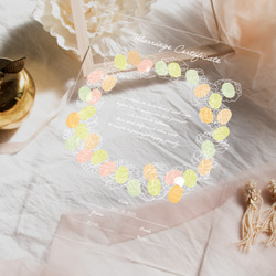アクリル 結婚証明書 ゲスト参加型で作るお花 透明 ウェディングツリー ウェディングリース 1枚目の画像
