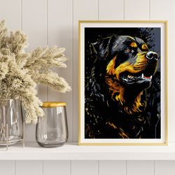 【幸運のロットワイラー犬 No.1】風水画 アートポスター 犬の絵 犬の絵画 犬のイラスト 8枚目の画像