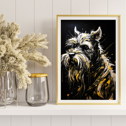 【幸運のシュナウザー犬 No.3】風水画 アートポスター 犬の絵 犬の絵画 犬のイラスト 8枚目の画像