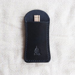 藍 × 墨の重ね染レザー爪楊枝ケース その他ケース 草木染レザーSou-no
