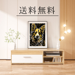 【幸運のウェルシュコーギー犬 No.2】風水画 アートポスター 犬の絵 犬の絵画 犬のイラスト 4枚目の画像