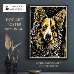 【幸運のウェルシュコーギー犬 No.2】風水画 アートポスター 犬の絵 犬の絵画 犬のイラスト 1枚目の画像
