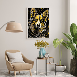 【幸運のウェルシュコーギー犬 No.2】風水画 アートポスター 犬の絵 犬の絵画 犬のイラスト 7枚目の画像
