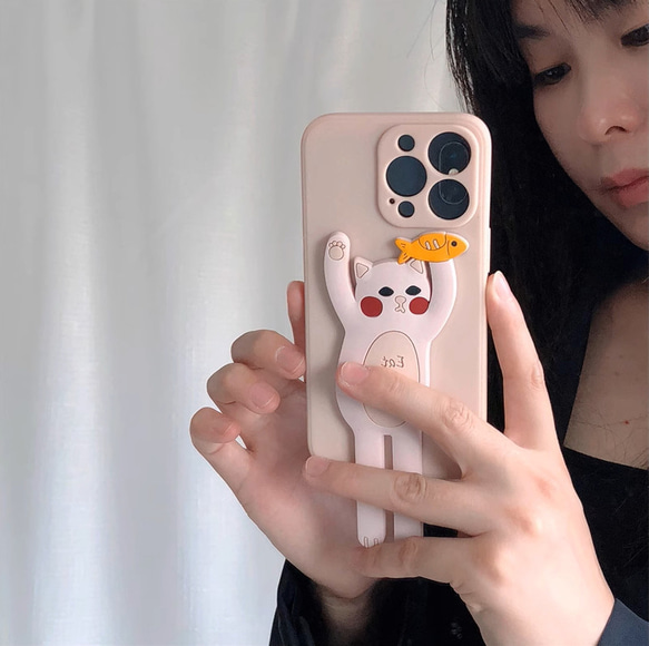 スマホケース　iPhoneケース　携帯ケース　保護カバー　折りたたみ可能なスタンド　猫のデザイン　面白い　かわいい 9枚目の画像