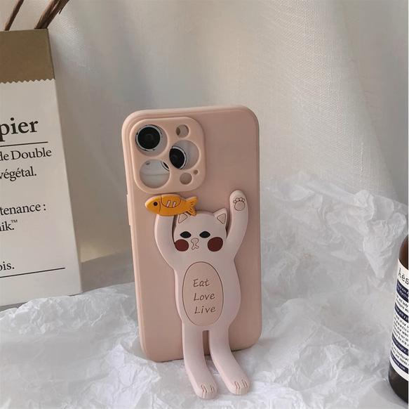 スマホケース　iPhoneケース　携帯ケース　保護カバー　折りたたみ可能なスタンド　猫のデザイン　面白い　かわいい 14枚目の画像