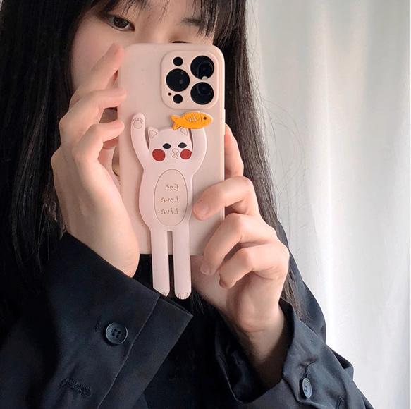 スマホケース　iPhoneケース　携帯ケース　保護カバー　折りたたみ可能なスタンド　猫のデザイン　面白い　かわいい 8枚目の画像