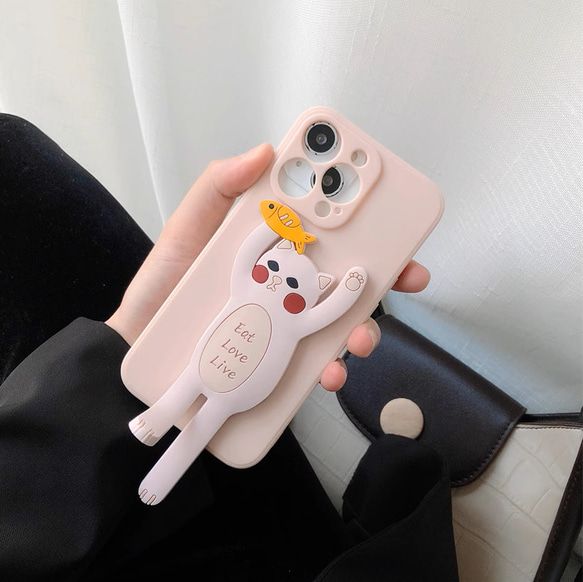 スマホケース　iPhoneケース　携帯ケース　保護カバー　折りたたみ可能なスタンド　猫のデザイン　面白い　かわいい 15枚目の画像