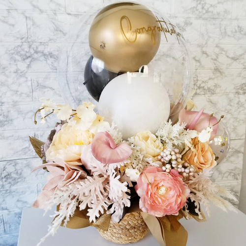 お花多めのバルーンinバルーンアレンジ♪ 開店祝い お祝い 記念