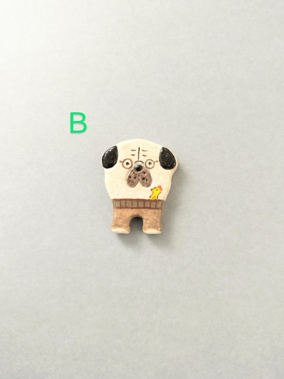 パグじーさんブローチ(A,B,C) 3枚目の画像