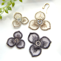 ☆送料込み☆16枚【 刺繍ラメレース　フラワー　”ブラック系” ／ 2色×2サイズ×各4枚 】Nca2209060352 5枚目の画像