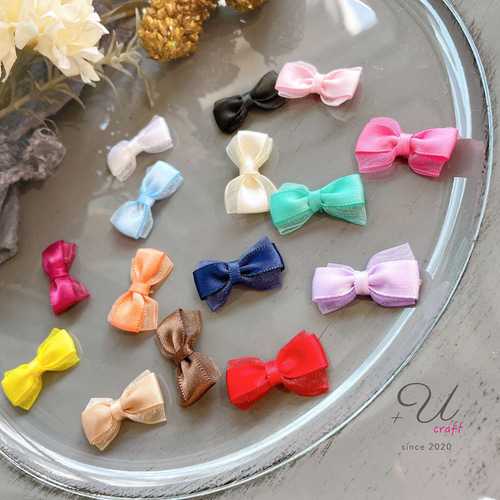 【サマーセット】マーメイドリボン♡チュールリボン♡ツイン♡ピンク 206【パーツ/10ヶ】サテン×オーガンジーリボン/ピンク