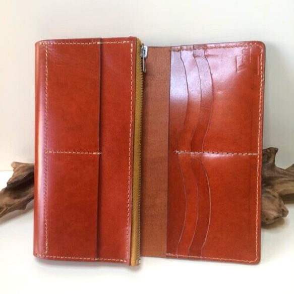 【ルガトショルダー】２つ折りロング財布（オレンジ） 2枚目の画像