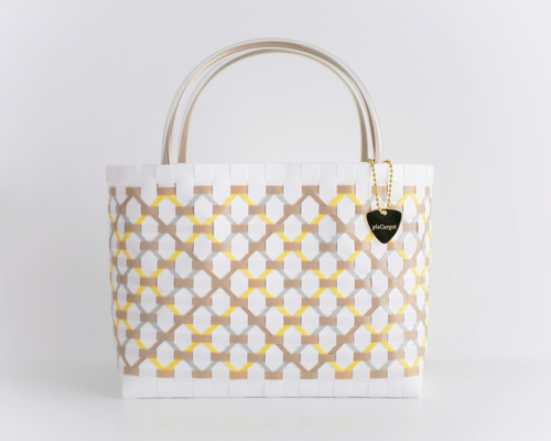 イエローミルクティ M 2WAYプラカゴバッグ かごバッグ 黄色 春色