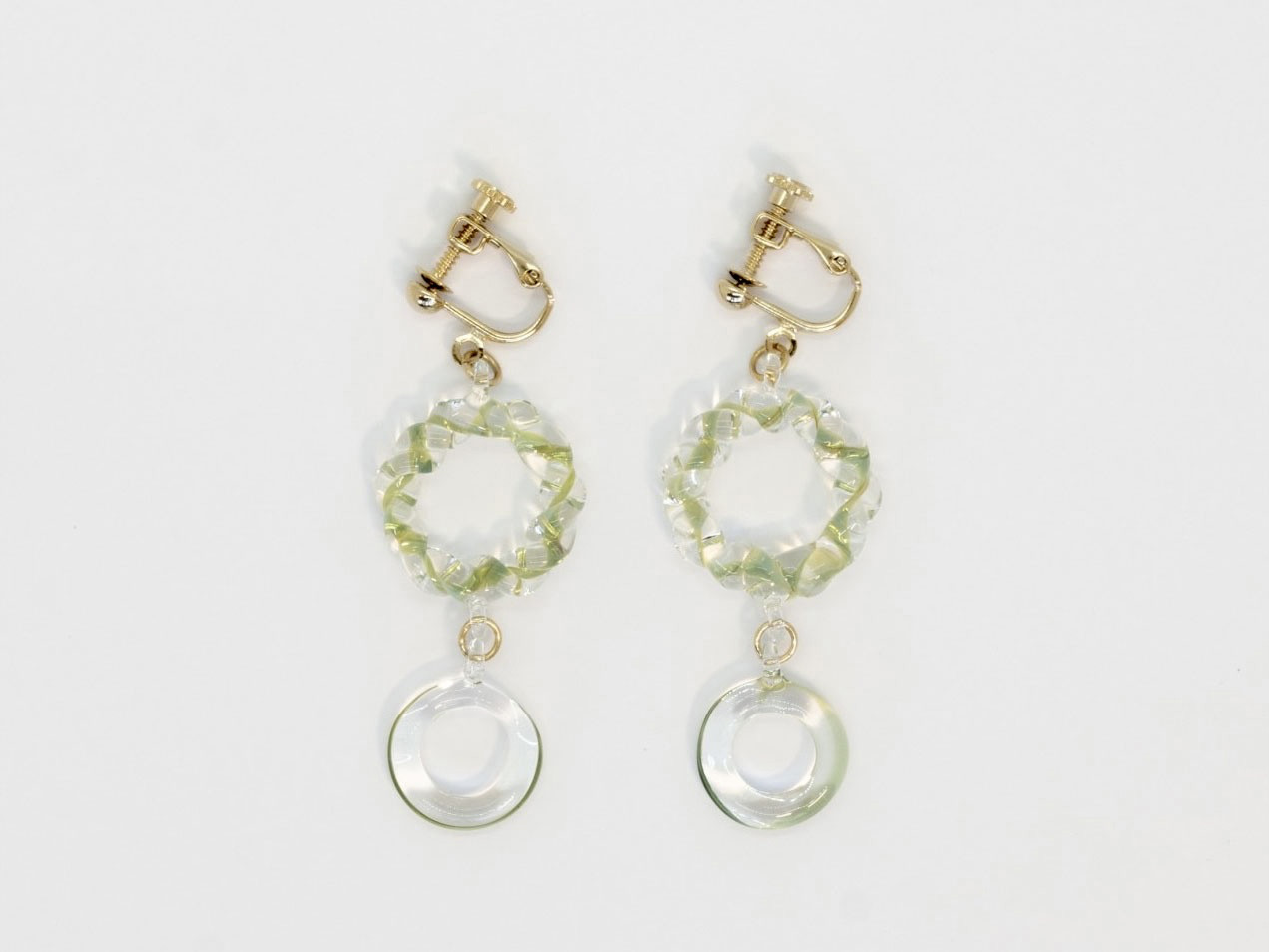 ガラス  ピアス イヤリング wreathe 2連