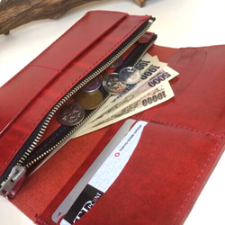 【ルガトショルダー】２つ折りロング財布（レッド） 4枚目の画像