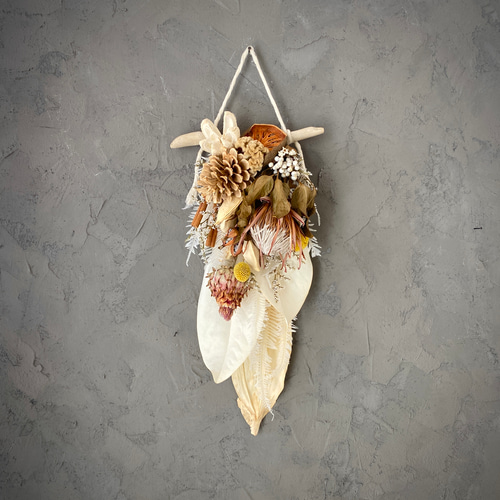 ☆creema限定 流木ドライフラワータペストリー(ロング) NO.22