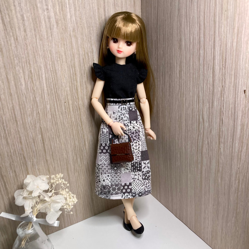 リカちゃん服 4点セット トップス・スカート・バッグ・ピアス
