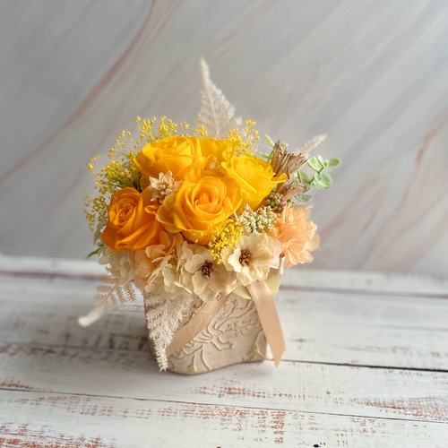 プリザーブドフラワー♥アレンジメント♥ イエロー♥ビタミン