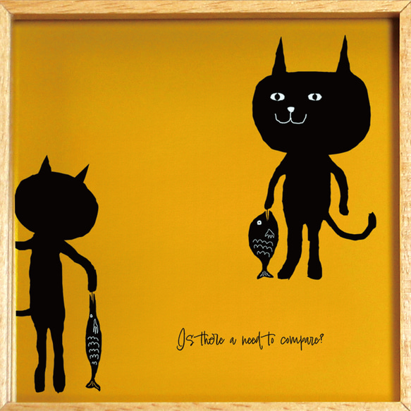 【額付き】 北欧　ネコ　猫　絵　絵画　アート　ポスター　黒猫　イラスト　グッズ　猫モチーフ　雑貨「ねこのひげ　0010」 6枚目の画像