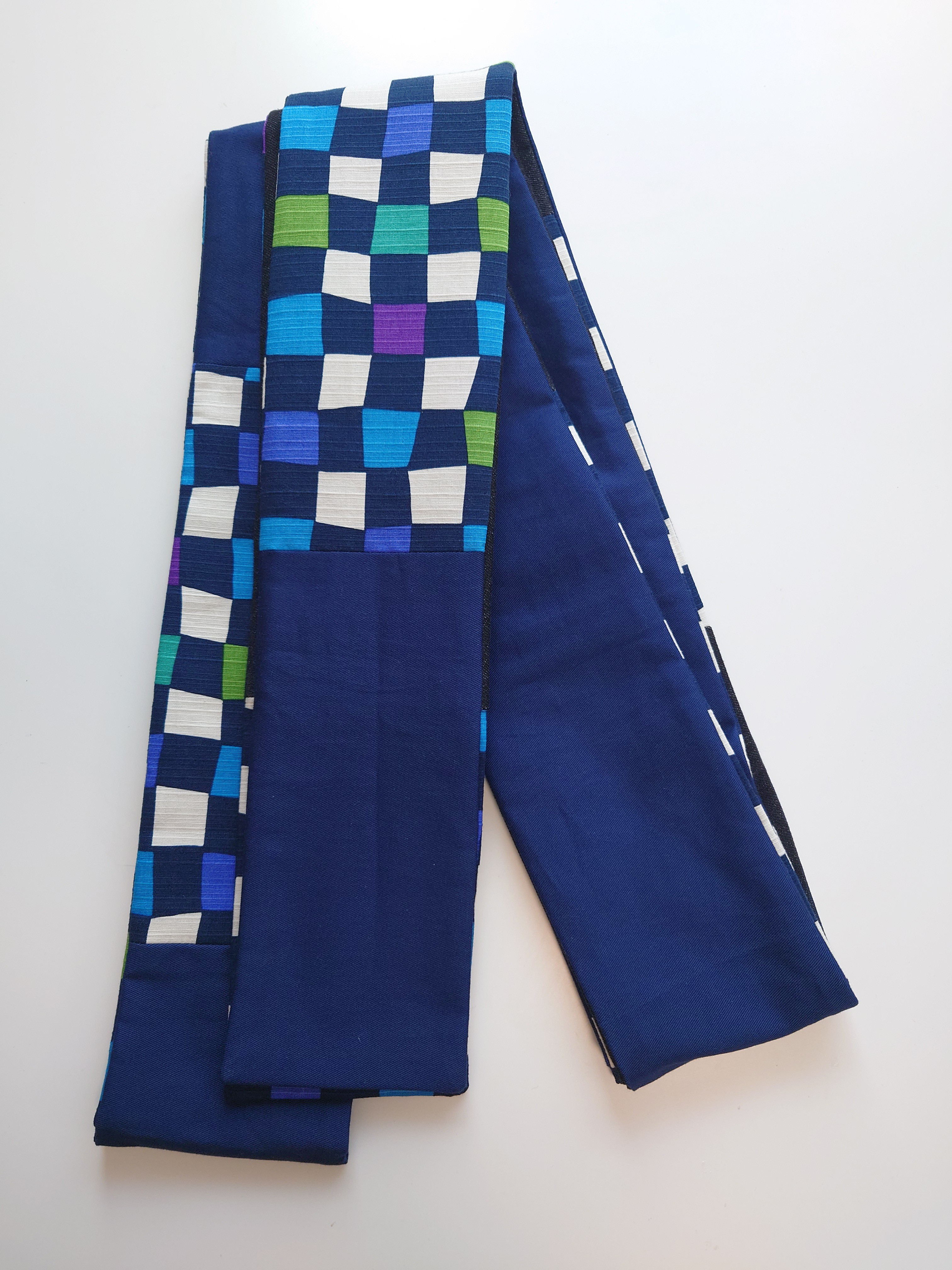 3種類の生地を使ったリバーシブル角帯　大人用　【カラフル和柄】