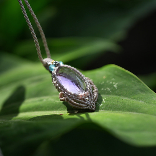 16.5ct☆ファセットカット☆アメトリン マクラメネックレス1480