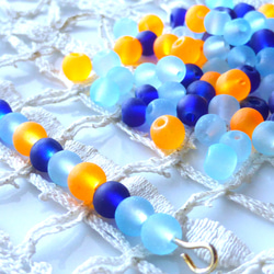 50個　すりガラス　青水色黄オレンジ　チェコビーズCzech Glass Beads 2枚目の画像