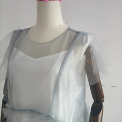妊婦ドレス マタニティ 写真撮影 シースルー インナーのキャミソールドレス+チュールワンピース 8枚目の画像