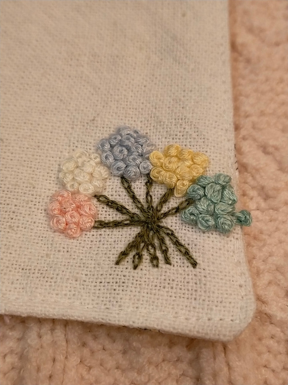 【初出品記念】カラフルおはなの刺繍コースター２枚セット 4枚目の画像