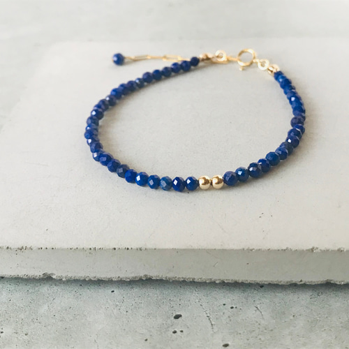 14kgf✴︎小さなラピスラズリ✴︎一連ブレスレット／アジャスター