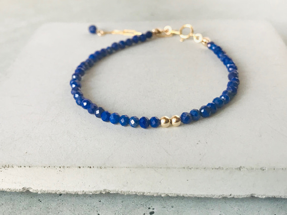 14kgf✴︎小さなラピスラズリ✴︎一連ブレスレット／アジャスター