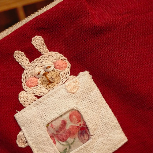 14cmファスナー】おふとんおねんねどうぶつさんポーチ ポーチ 刺繍