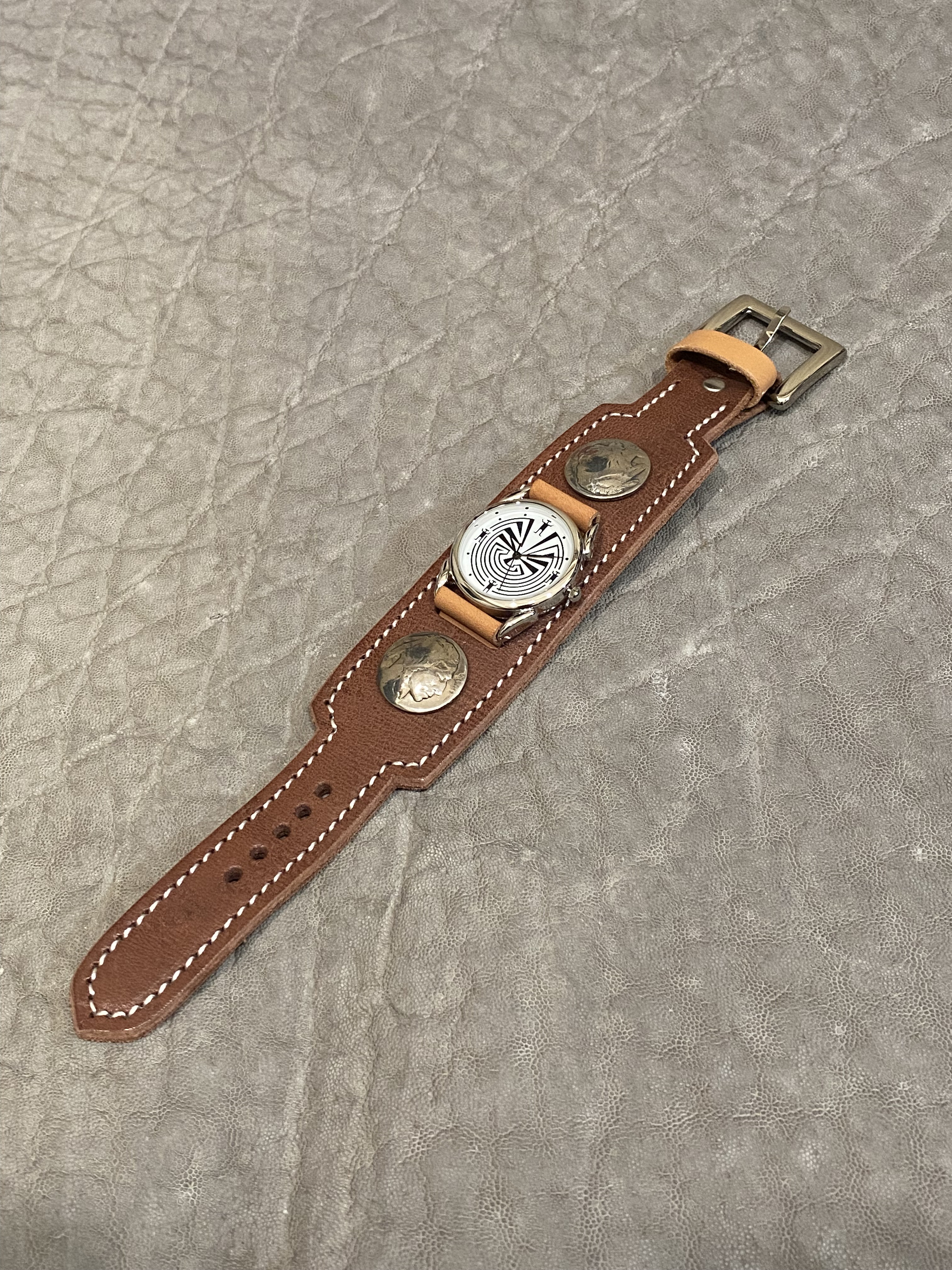 ¥9900→20%off Cactus/カクタス レザーブレスウォッチType4 ブラウン×ベージュ（Mサイズ）革ベルト