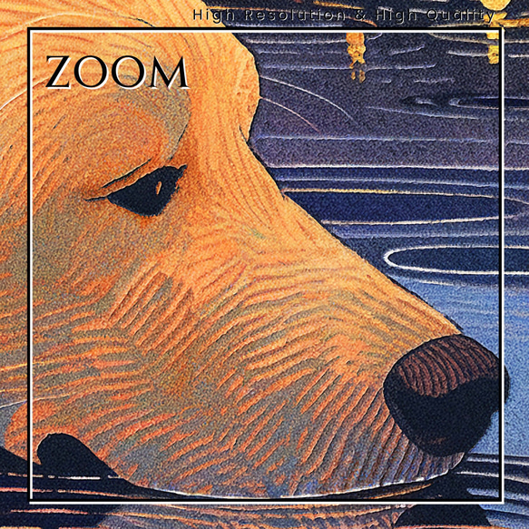 【水の精霊 - ゴールデンレトリバー犬 No.2】幻想的 ファンタジー アートポスター 犬の絵 犬の絵画 犬のイラスト 3枚目の画像