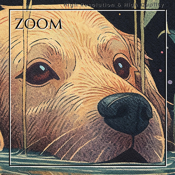 【水の精霊 - ゴールデンレトリバー犬 No.3】幻想的 ファンタジー アートポスター 犬の絵 犬の絵画 犬のイラスト 3枚目の画像