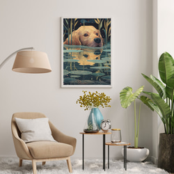 【水の精霊 - ゴールデンレトリバー犬 No.3】幻想的 ファンタジー アートポスター 犬の絵 犬の絵画 犬のイラスト 7枚目の画像