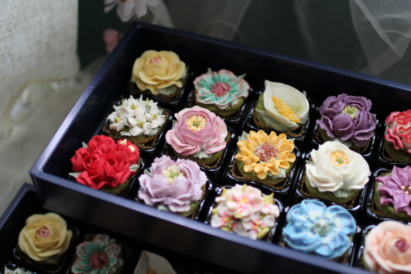 (風呂敷ラッピング)あんフラワークッキー15個入り お歳暮 食べられるお花！あんこのお花！ 10枚目の画像