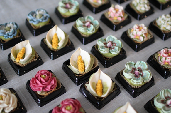 (風呂敷ラッピング)あんフラワークッキー15個入り お歳暮 食べられるお花！あんこのお花！ 7枚目の画像