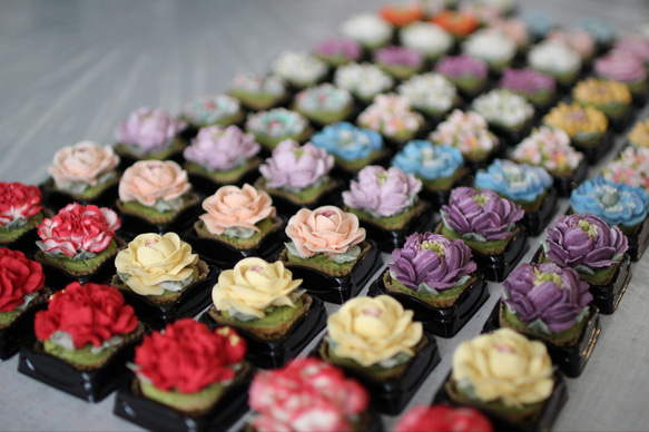 (風呂敷ラッピング)あんフラワークッキー15個入り お歳暮 食べられるお花！あんこのお花！ 11枚目の画像